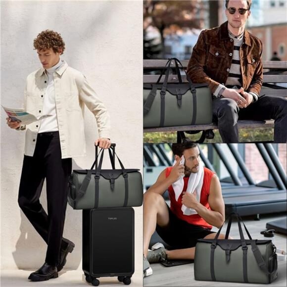 Travel Bag, Duffle Bags with Shoe Compartment Green - Picture 2 of 7
